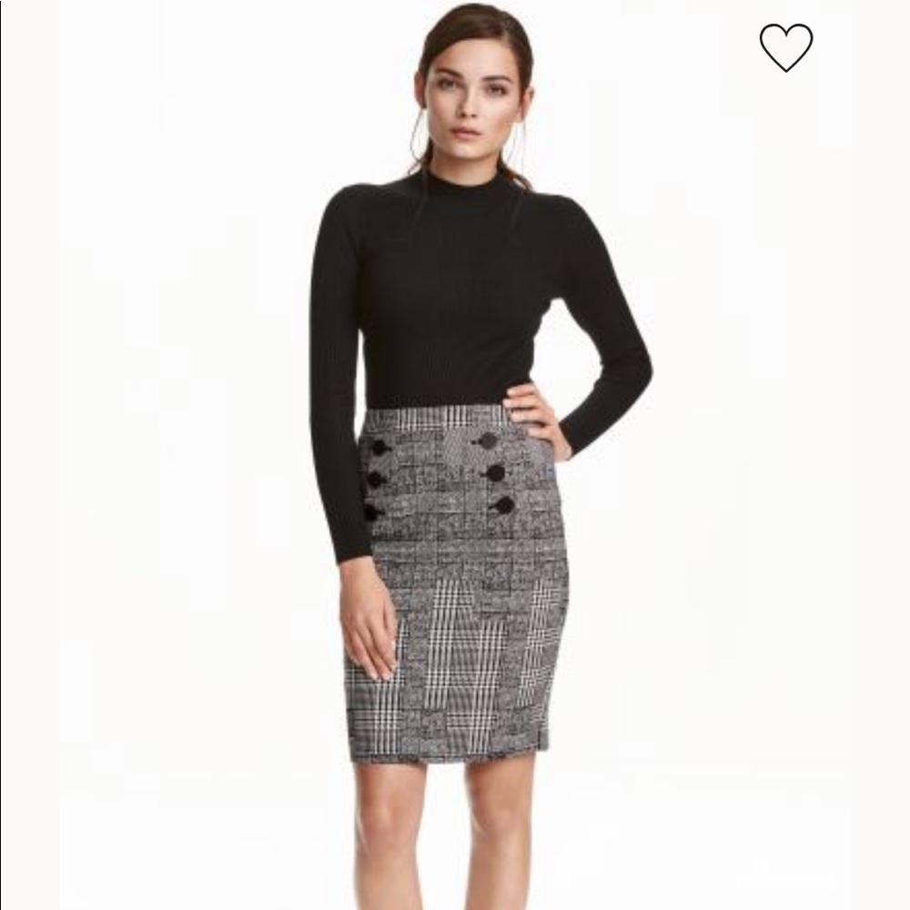 H&M Black White Pencil Skirt